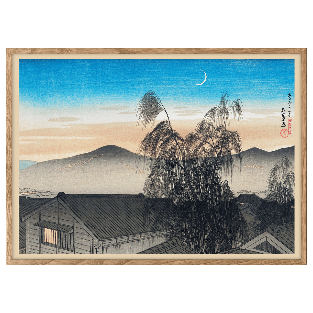 Evening Moon over Kōbe by Goyo Hashiguchi