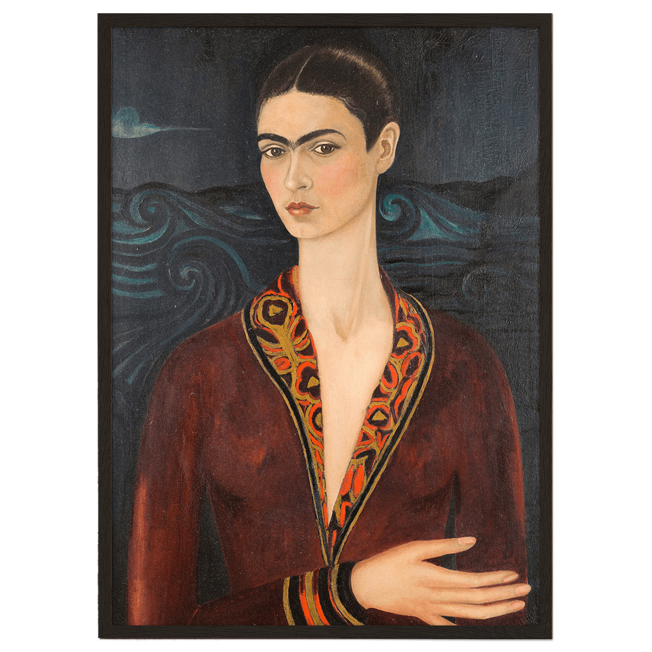 Self-portrait wearing a velvet dress by Frida Kahlo