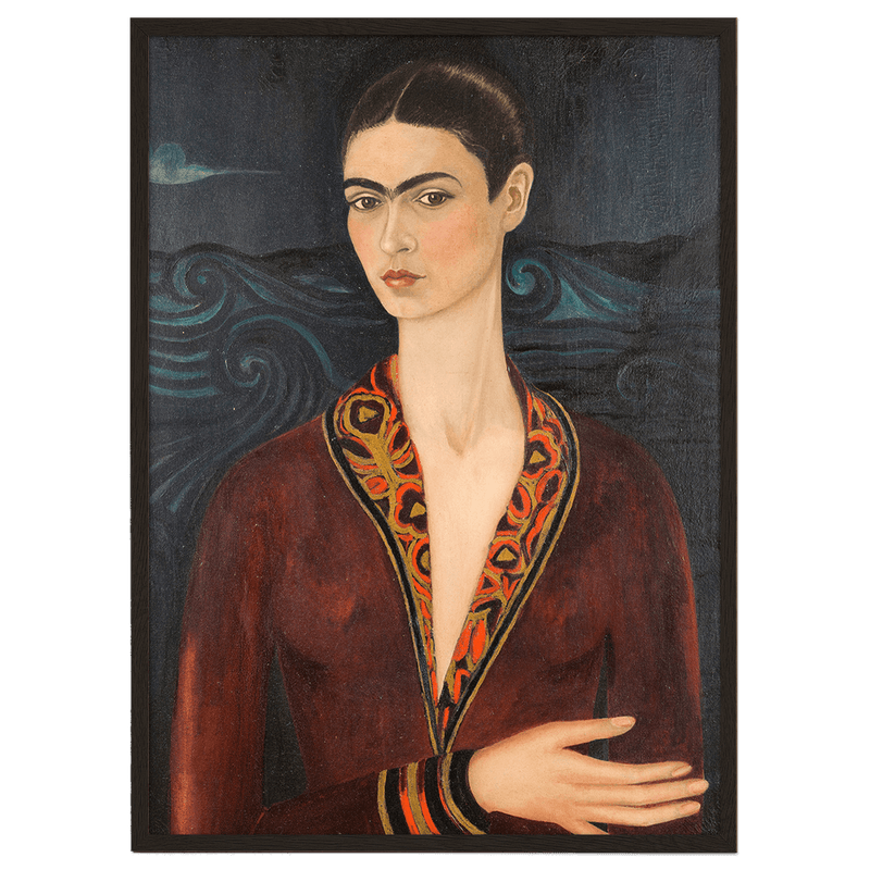 Self-portrait wearing a velvet dress by Frida Kahlo
