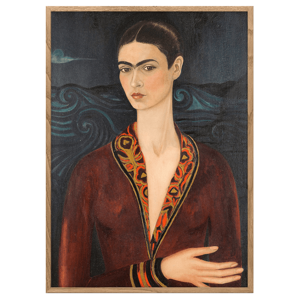Self-portrait wearing a velvet dress by Frida Kahlo