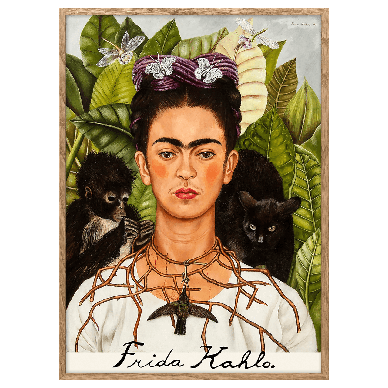 Self-portrait with thorn necklace and hummingbird by Frida Kahlo