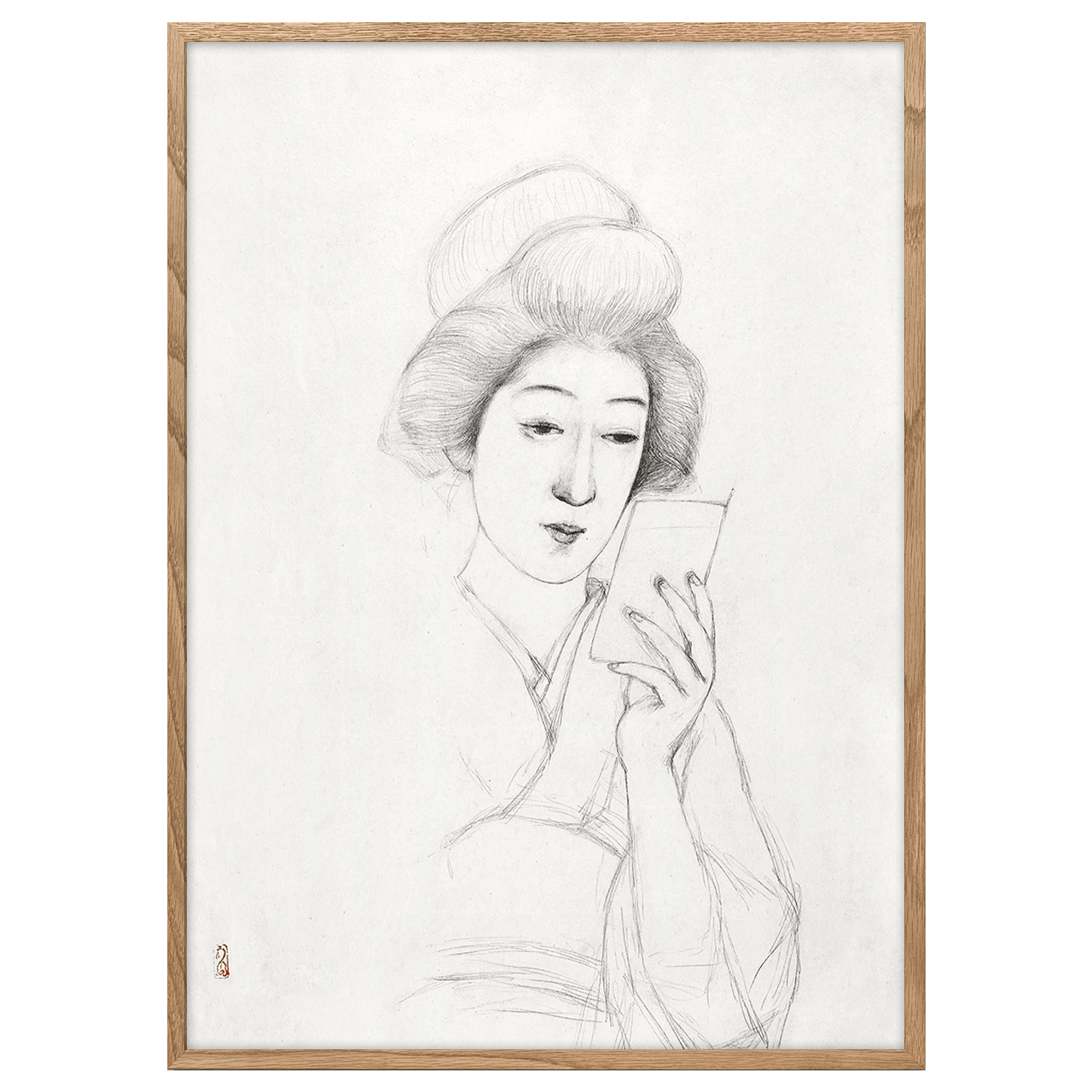 Study of a seated woman holding a mirror by Goyo Hashiguchi