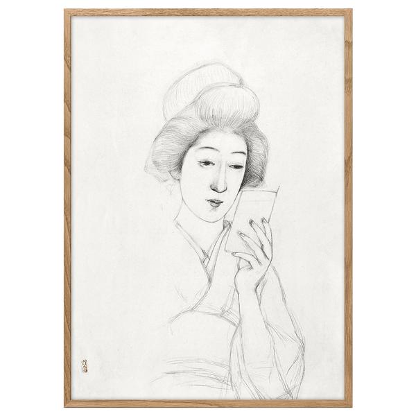 Study of a seated woman holding a mirror by Goyo Hashiguchi