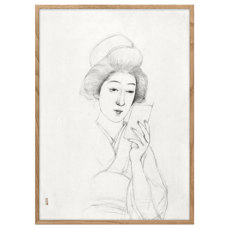 Study of a seated woman holding a mirror by Goyo Hashiguchi