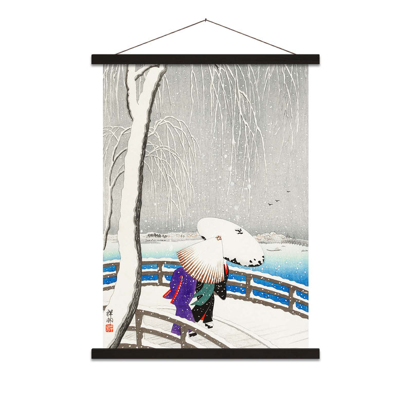 Two Women In The Snow On Yanagi Bridge