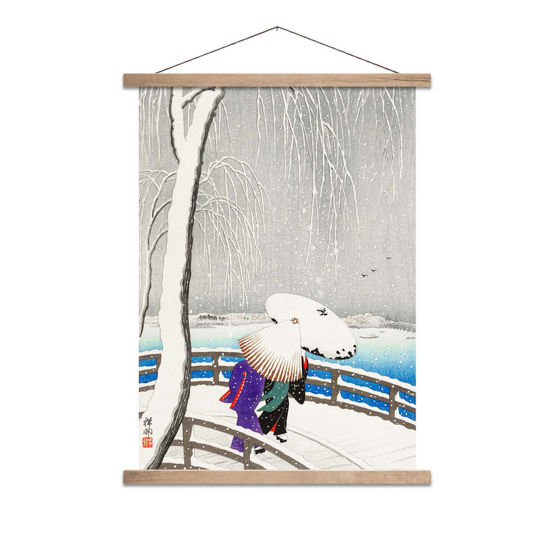 Two Women In The Snow On Yanagi Bridge