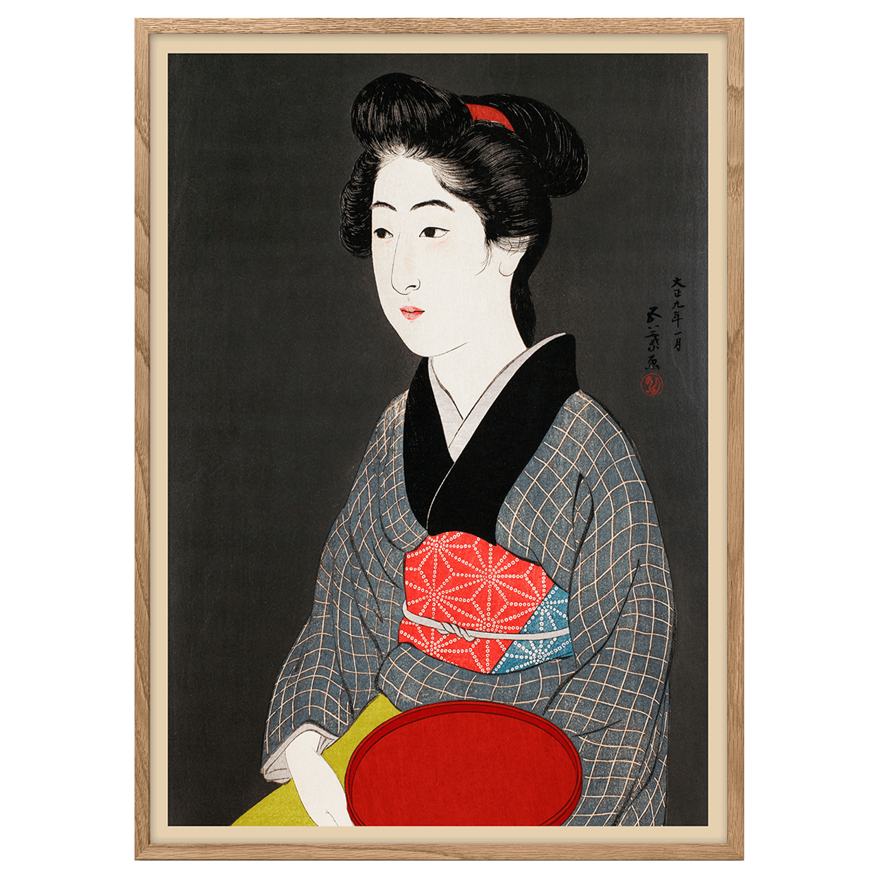 Waitress Holding a Tray by Goyo Hashiguchi
