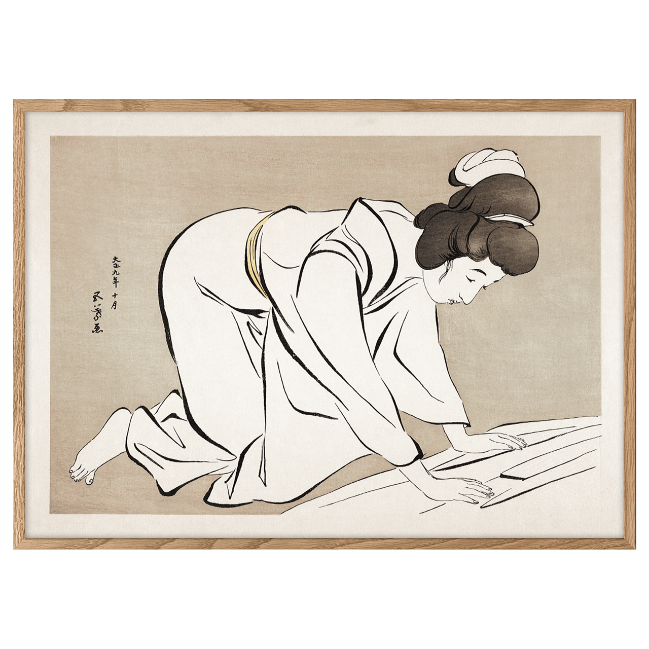 Woman Folding a Kimono by Goyo Hashiguchi