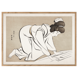 Woman Folding a Kimono by Goyo Hashiguchi