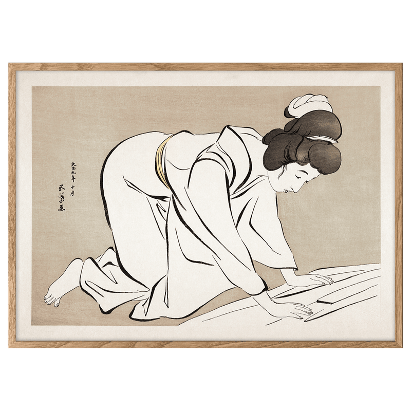 Woman Folding a Kimono by Goyo Hashiguchi