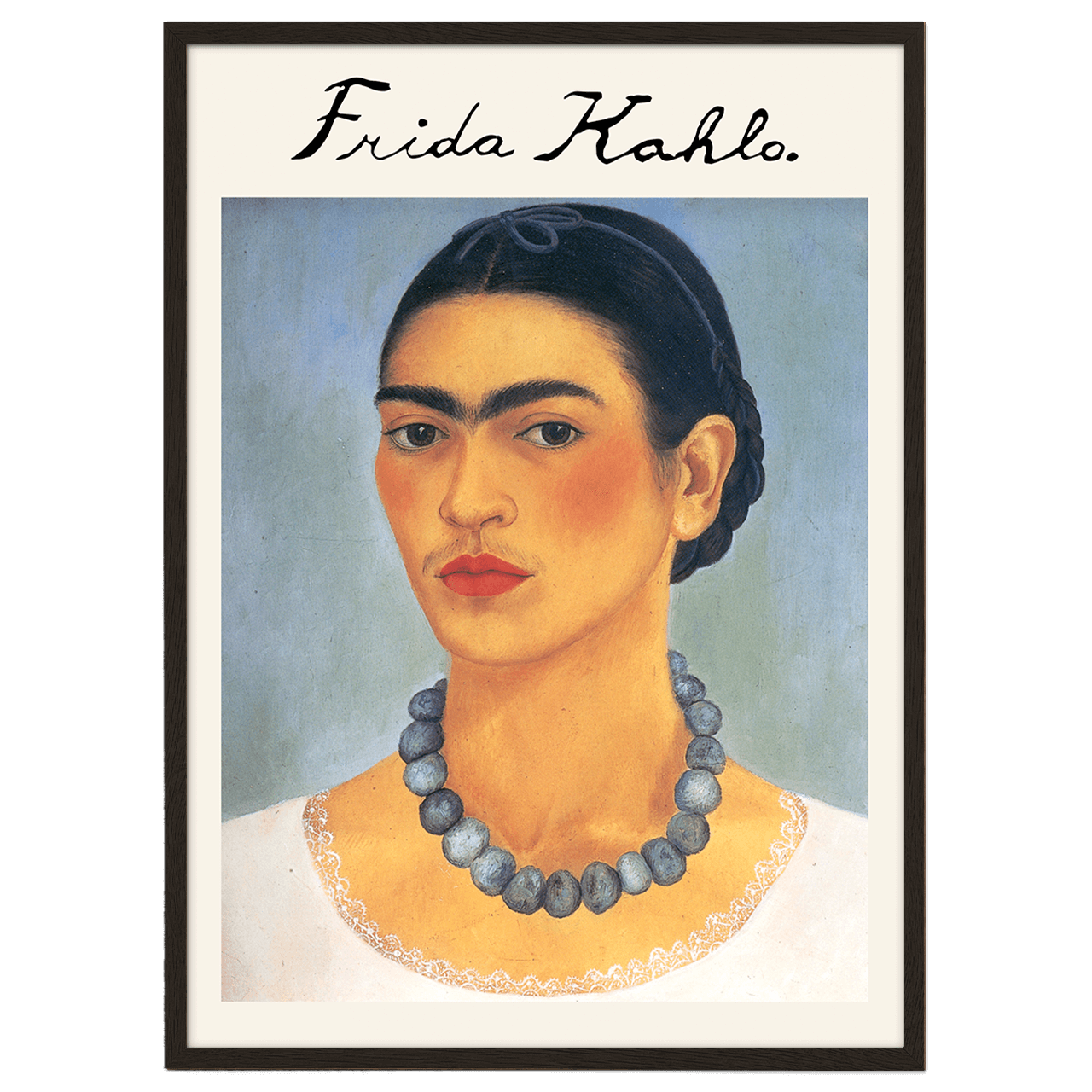 Self-portrait with necklace by Frida Kahlo